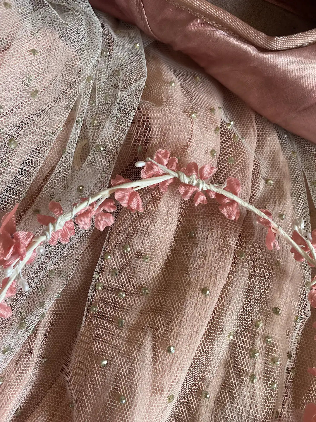Vintage Petite Coral Peach Flower Crown