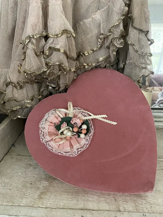 Vintage Mauve Velvet Sees Candy Box