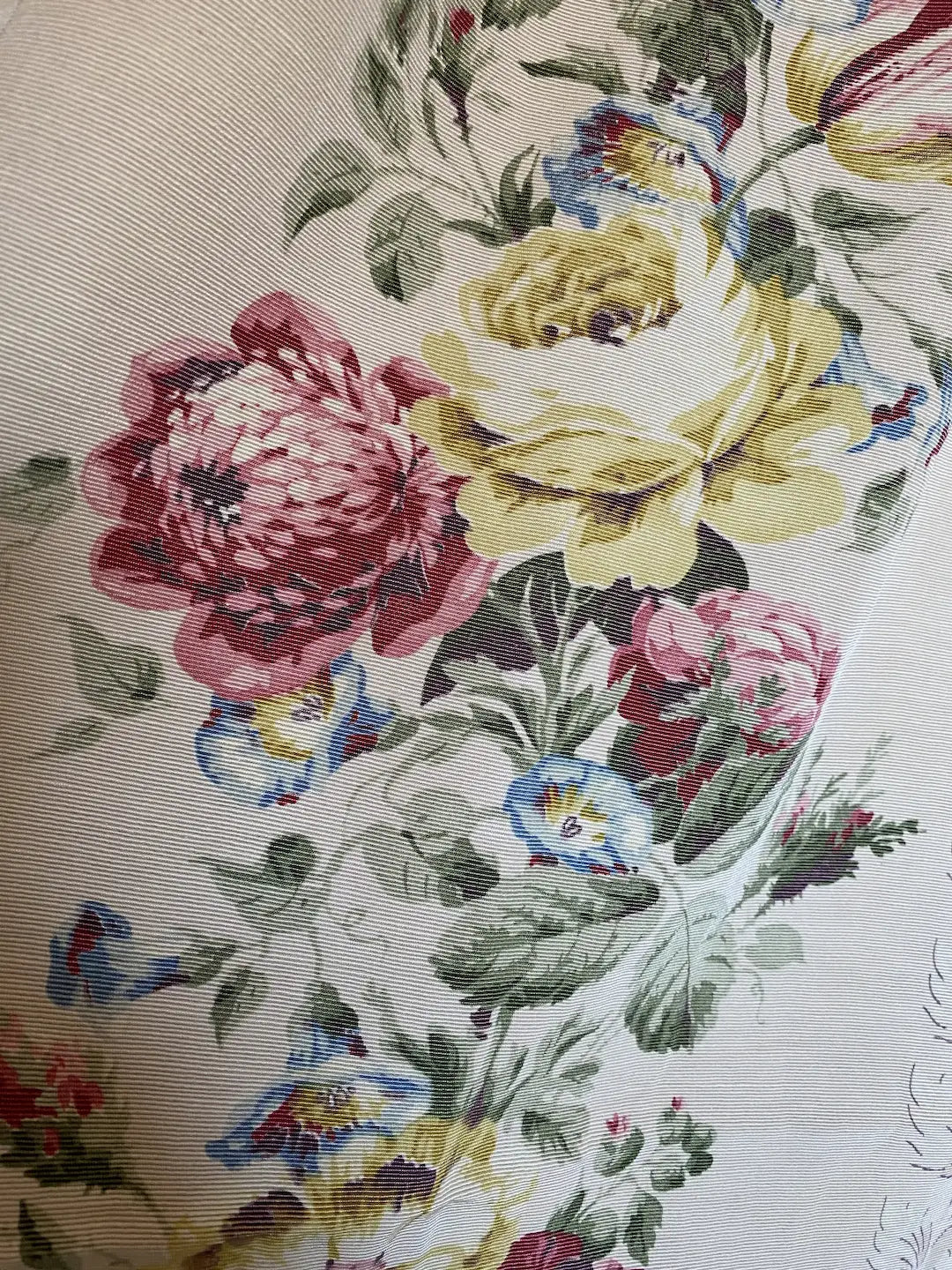Vintage Floral Rose Curtain Panel Moire Fabric