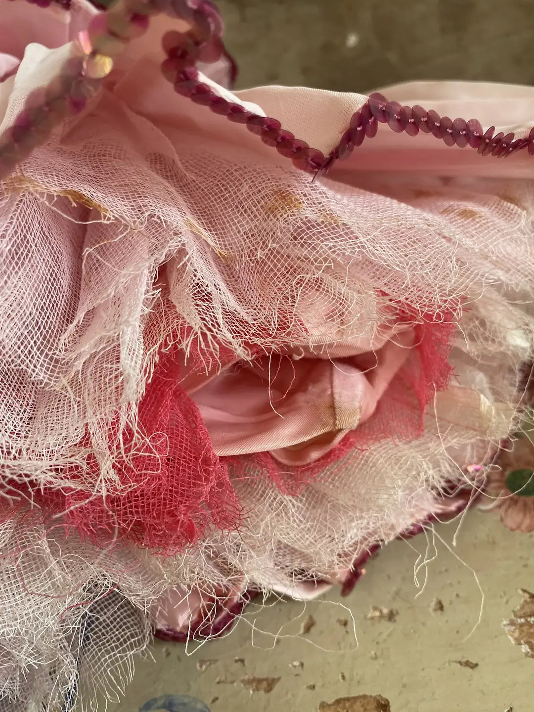 Vintage Pink Ballet Tutu Gauze Lace