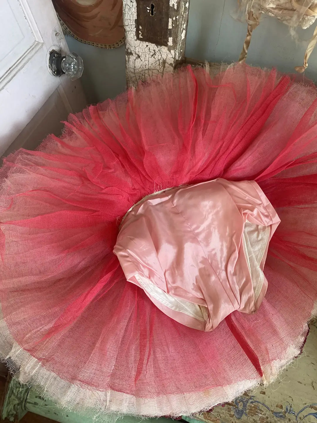 Vintage Pink Ballet Tutu Gauze Lace