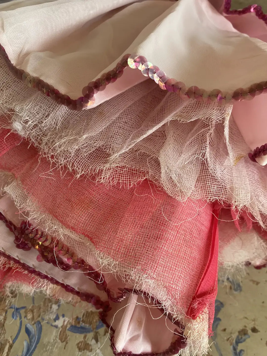 Vintage Pink Ballet Tutu Gauze Lace