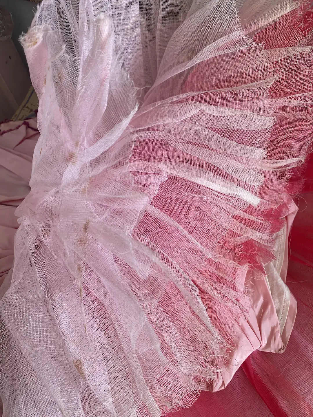 Vintage Pink Ballet Tutu Gauze Lace