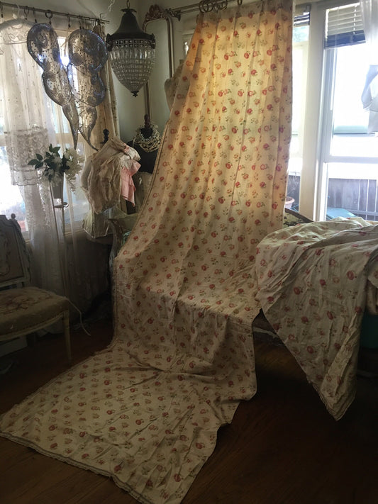 Pair Antique 10ft Chateau Curtain Panels