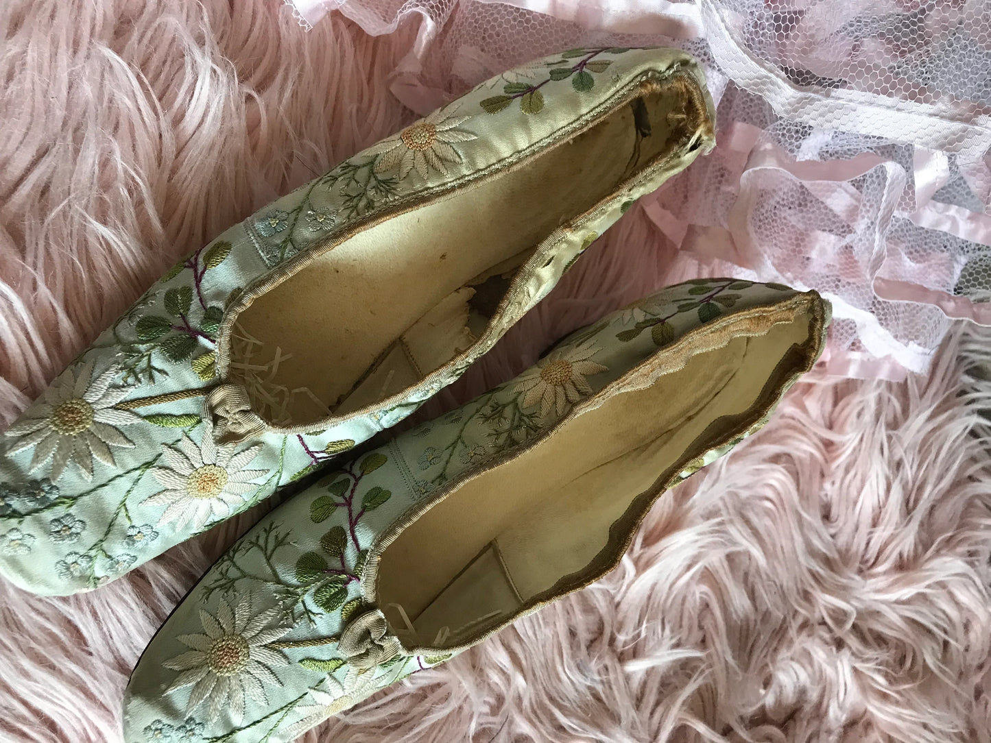 Antique Shoes Mint Green Silk
