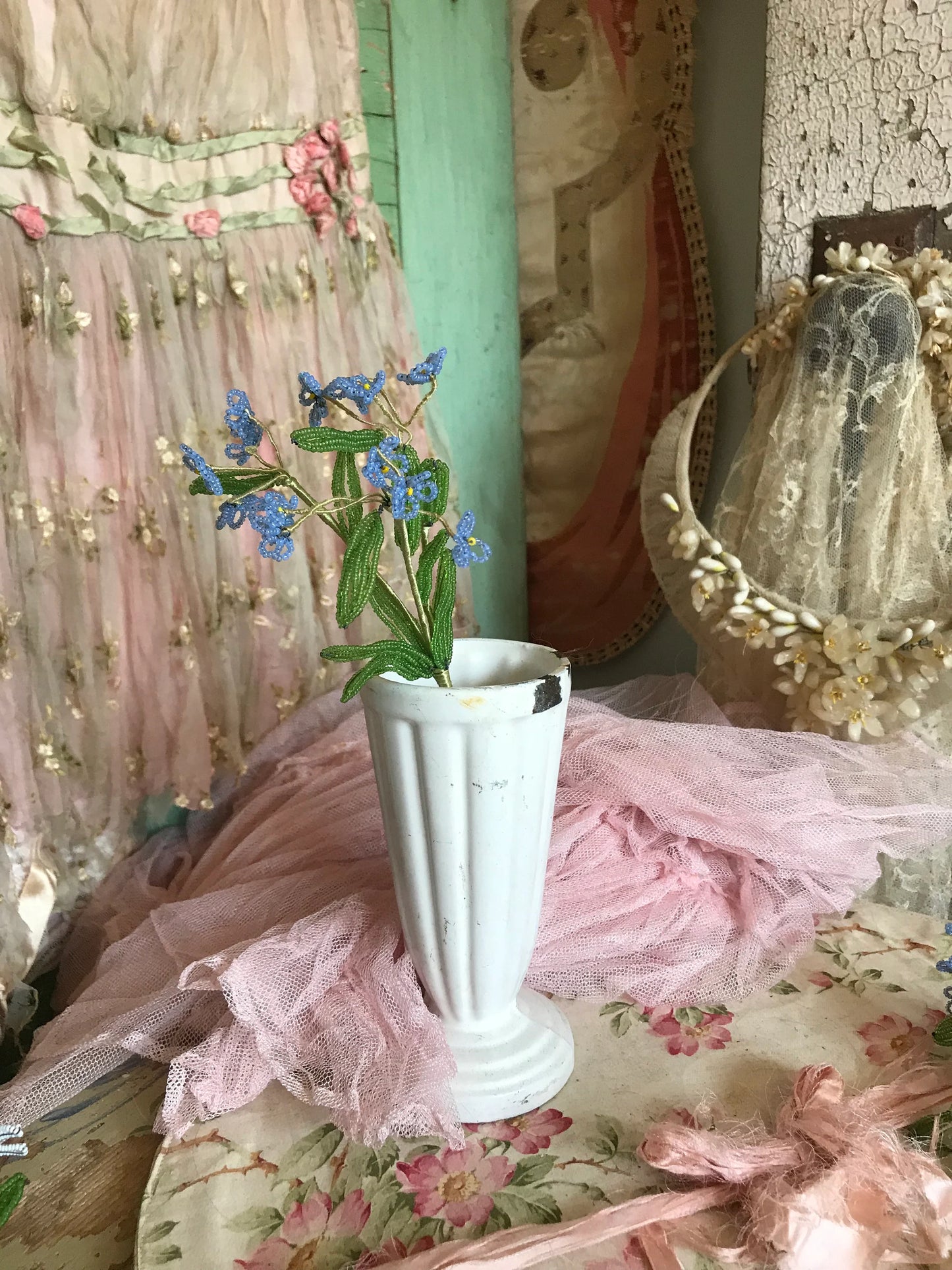 Antique French Beaded Flowers