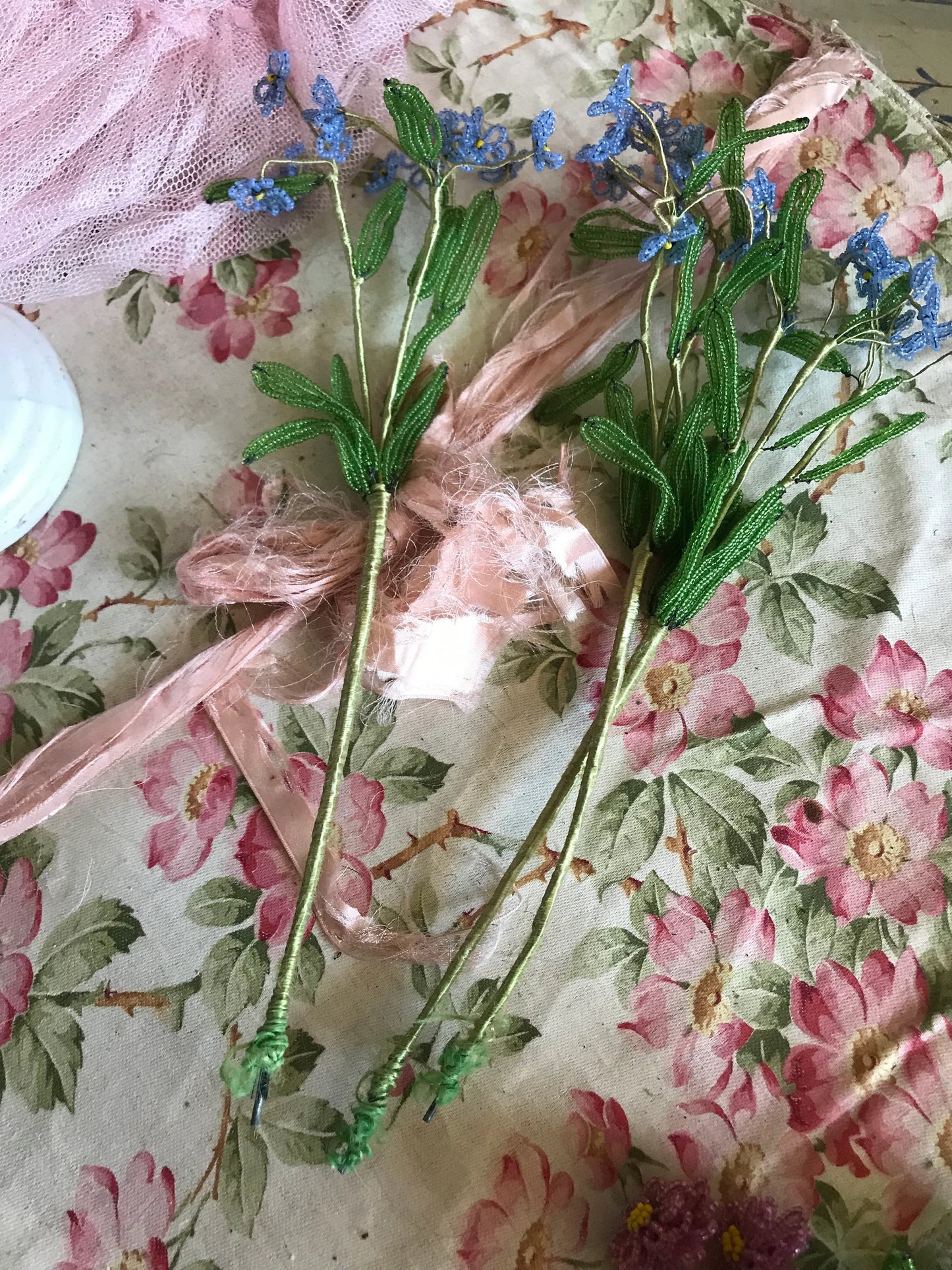 Antique French Beaded Flowers