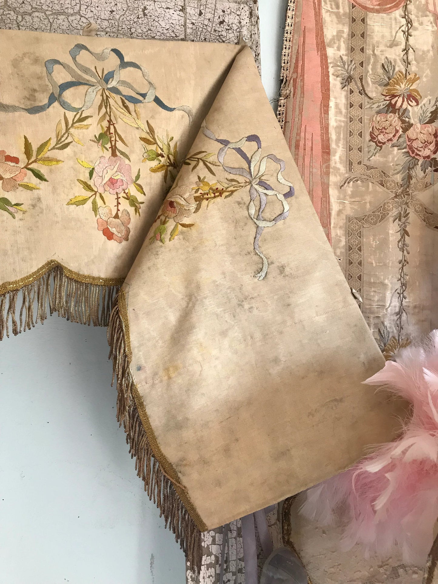 Antique French Floral Altar Pelmet Valance