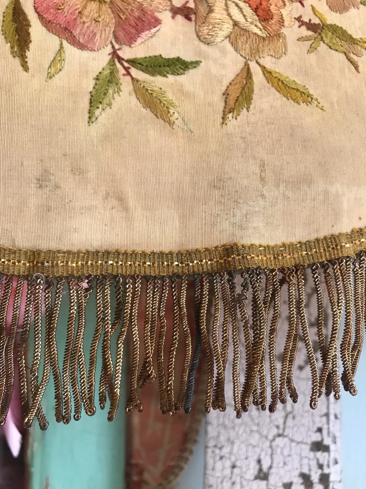 Antique French Floral Altar Pelmet Valance