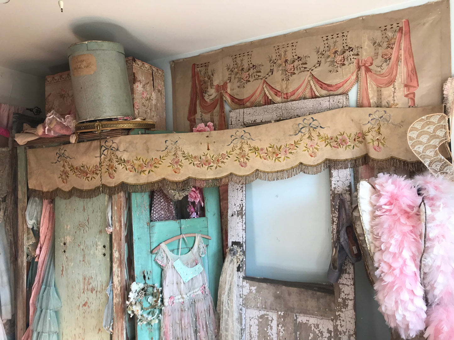 Antique French Floral Altar Pelmet Valance