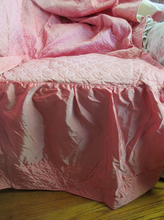 Vintage Pink Quilted Bedspread Coverlet